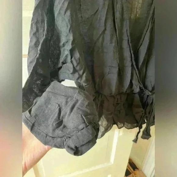 zara lightweight black flowy blouse with collar size‎ small - Picture 2 of 7